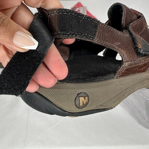 Merrell Galien Chili Brown Leather Hook and Loop Sandals Size 13/46 - Picture 7 of 11